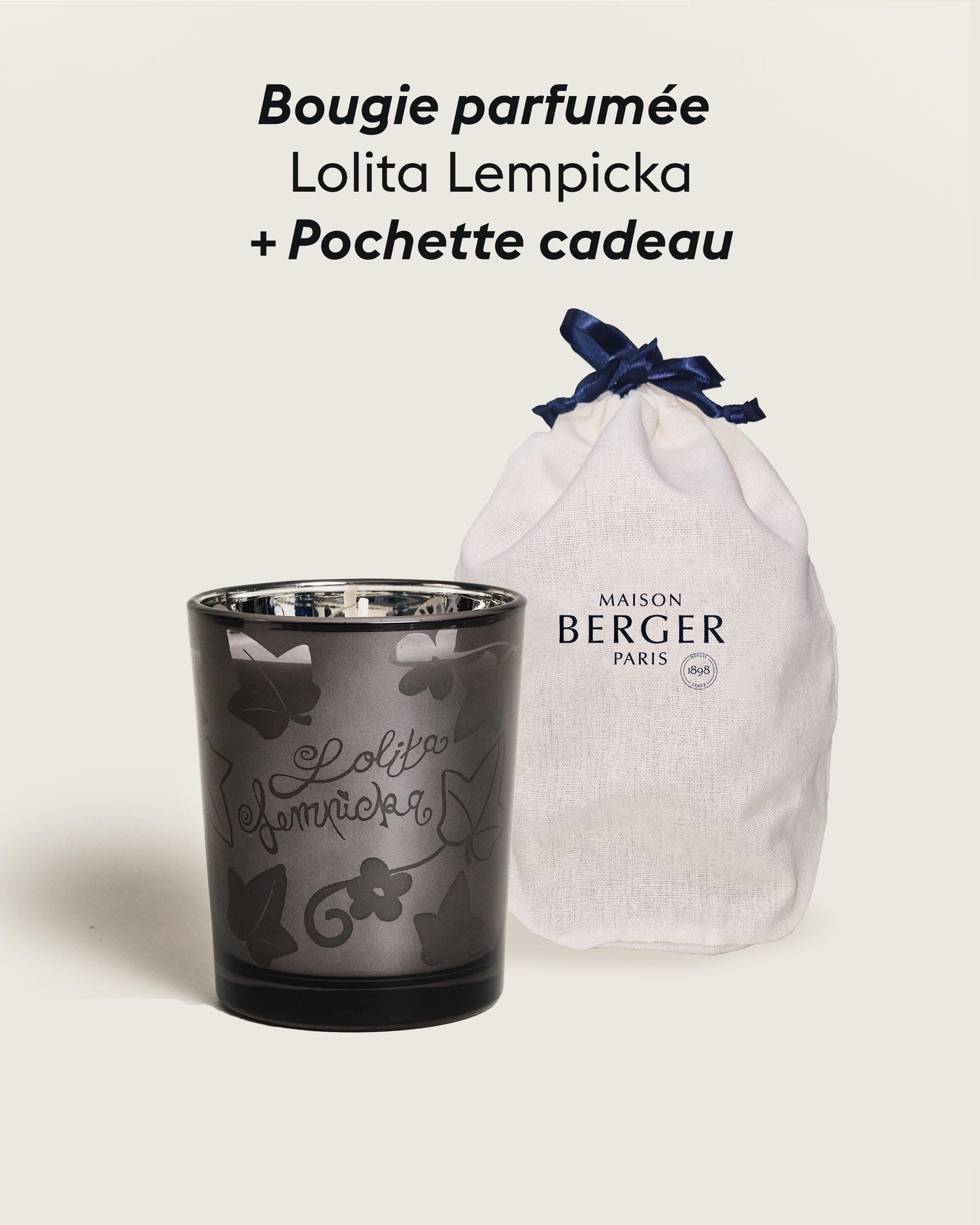 Bougie photophore Lolita Lempicka Noire + Pochette Cadeau en tissu S