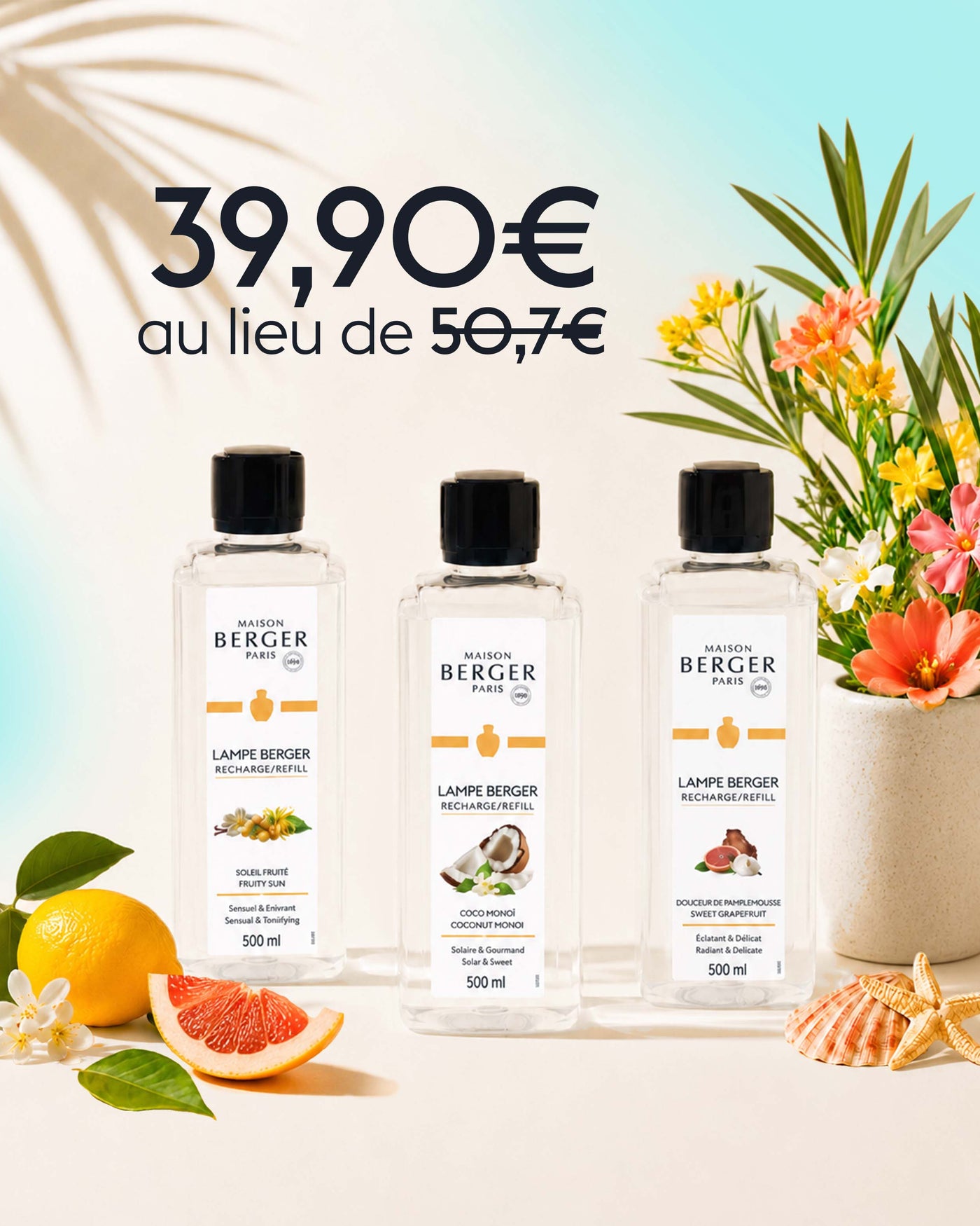lot de 3 recharges lampe Berger 500ml