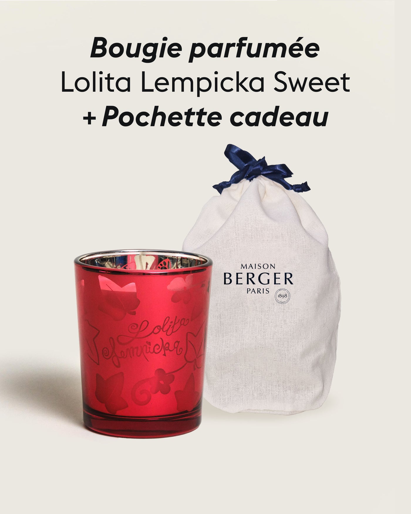 Bougie photophore Lolita Lempicka Sweet + Pochette Cadeau en tissu S