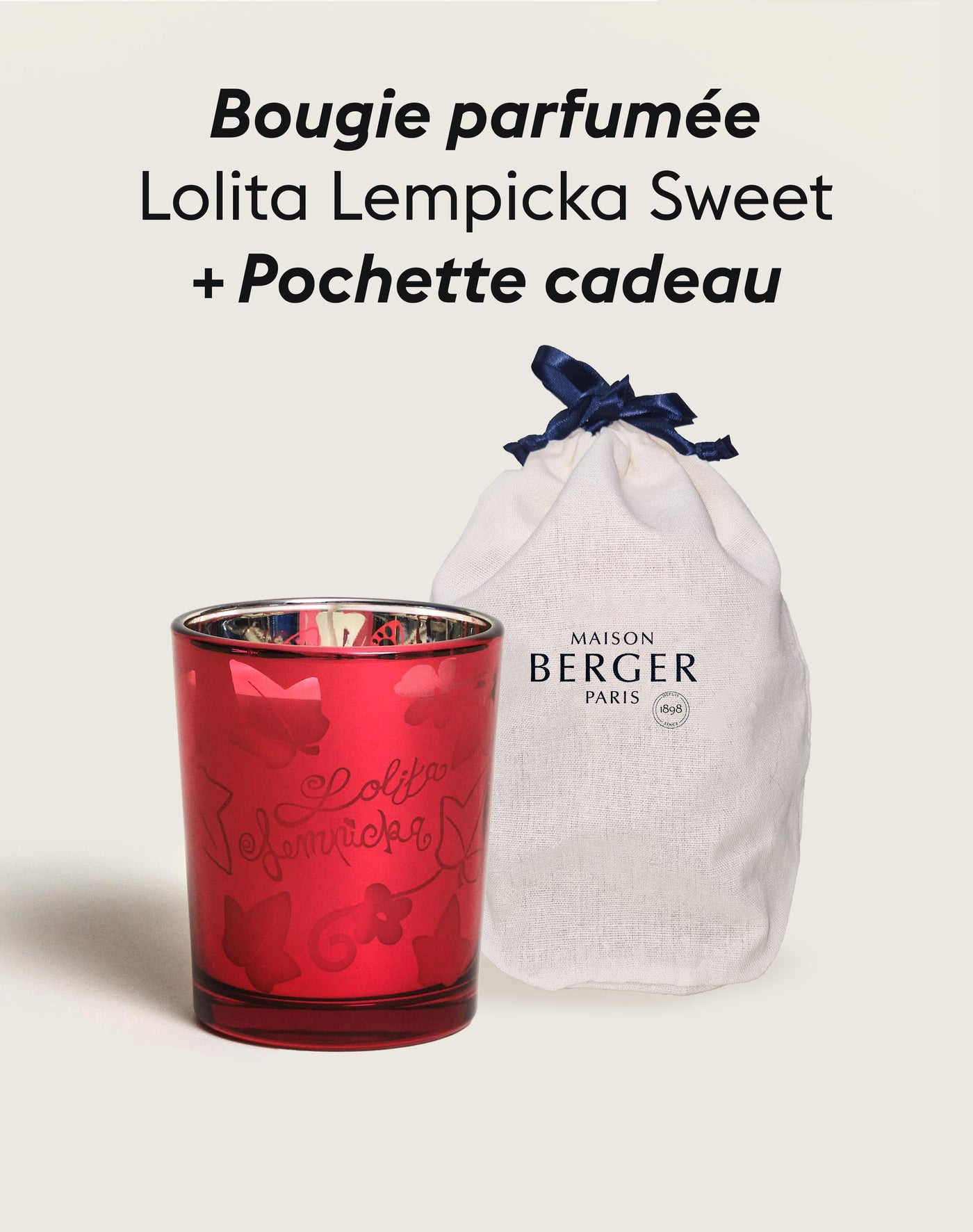 Bougie photophore Lolita Lempicka Sweet + Pochette Cadeau en tissu S