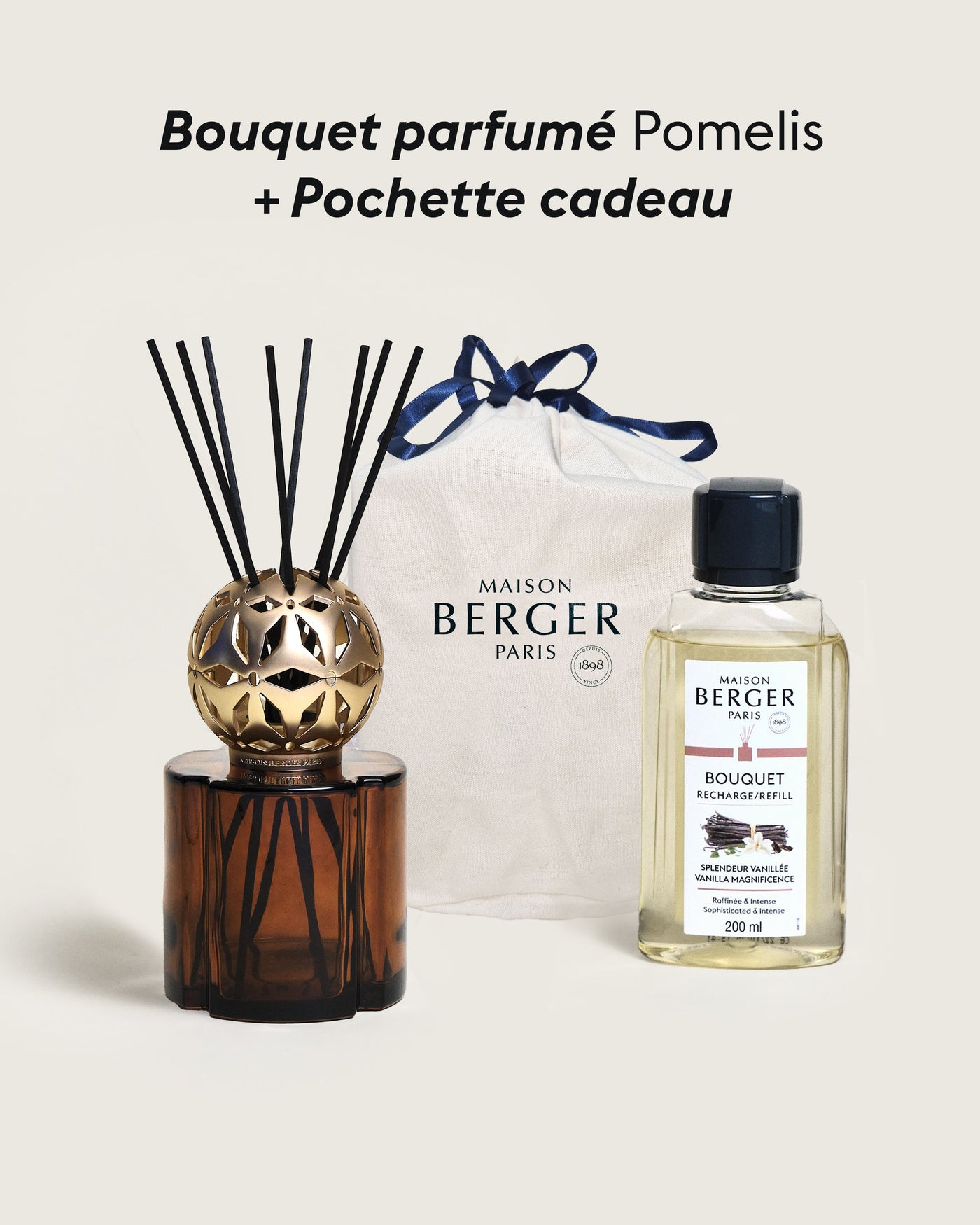 Bouquet parfumé Pomelis Chocolat + Pochette Cadeau en tissu L