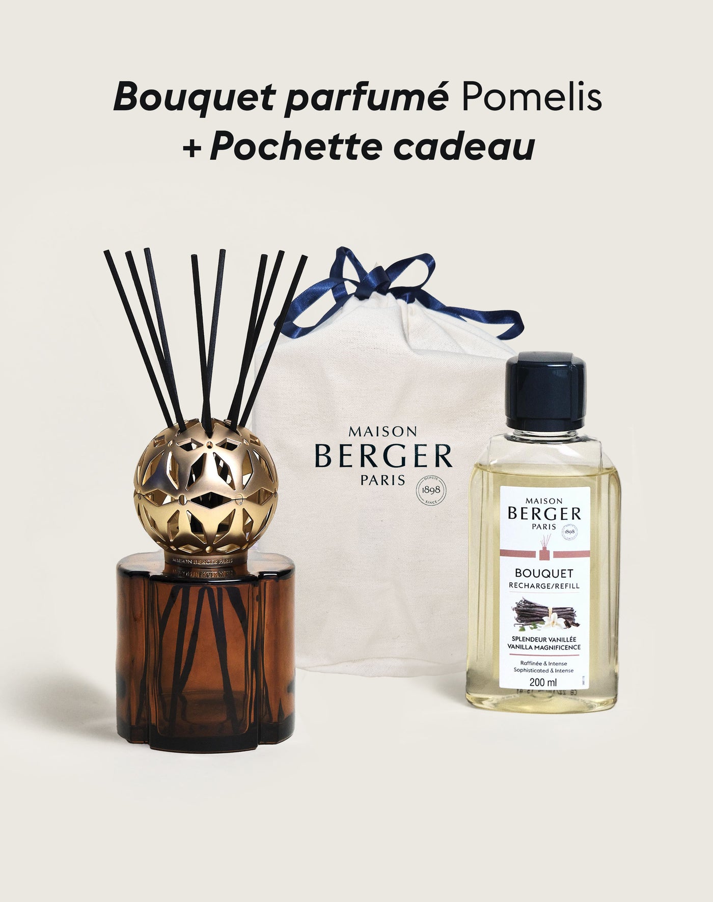 Bouquet parfumé Pomelis Chocolat + Pochette Cadeau en tissu L