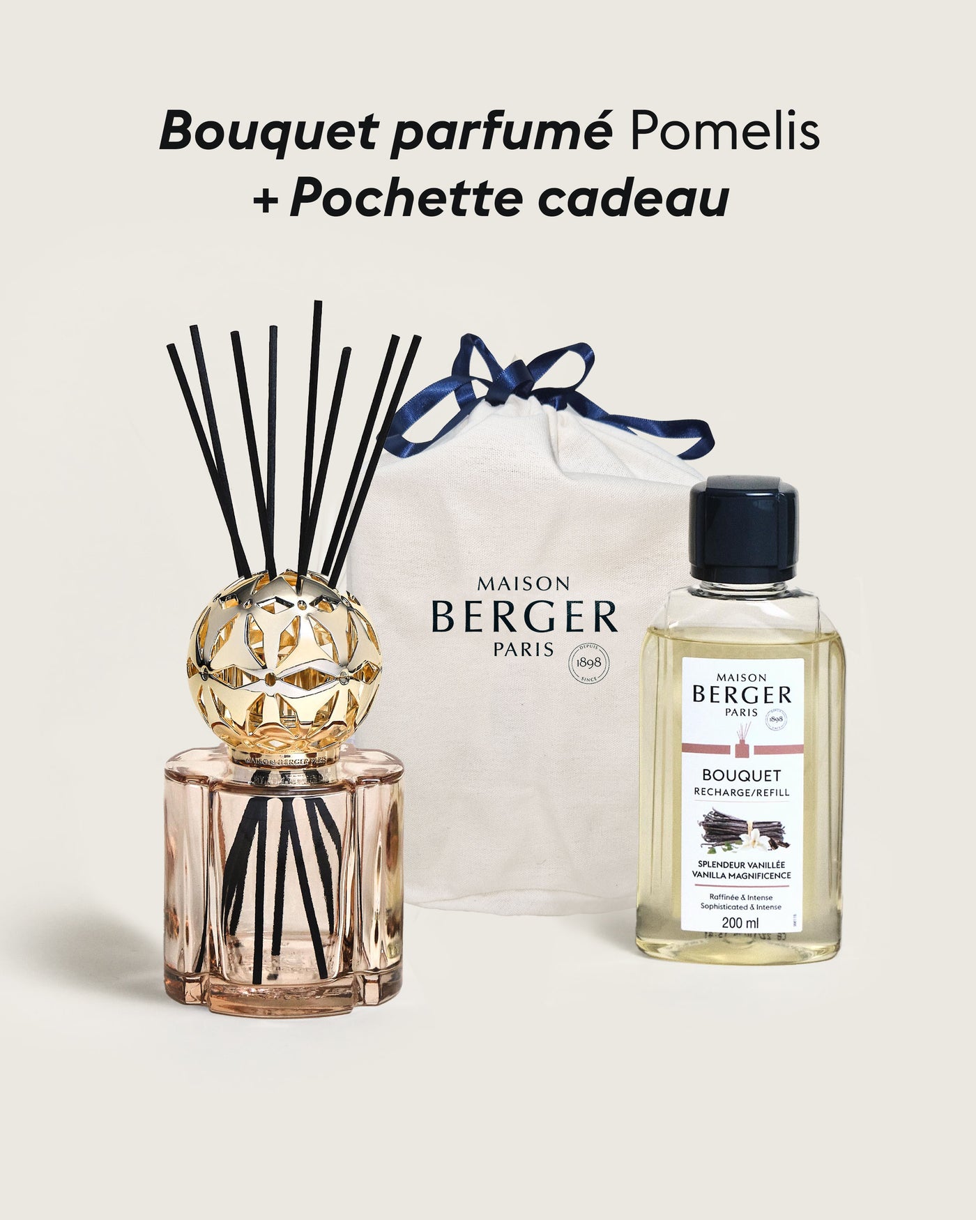 Bouquet parfumé Pomelis Nude + Pochette Cadeau en tissu L