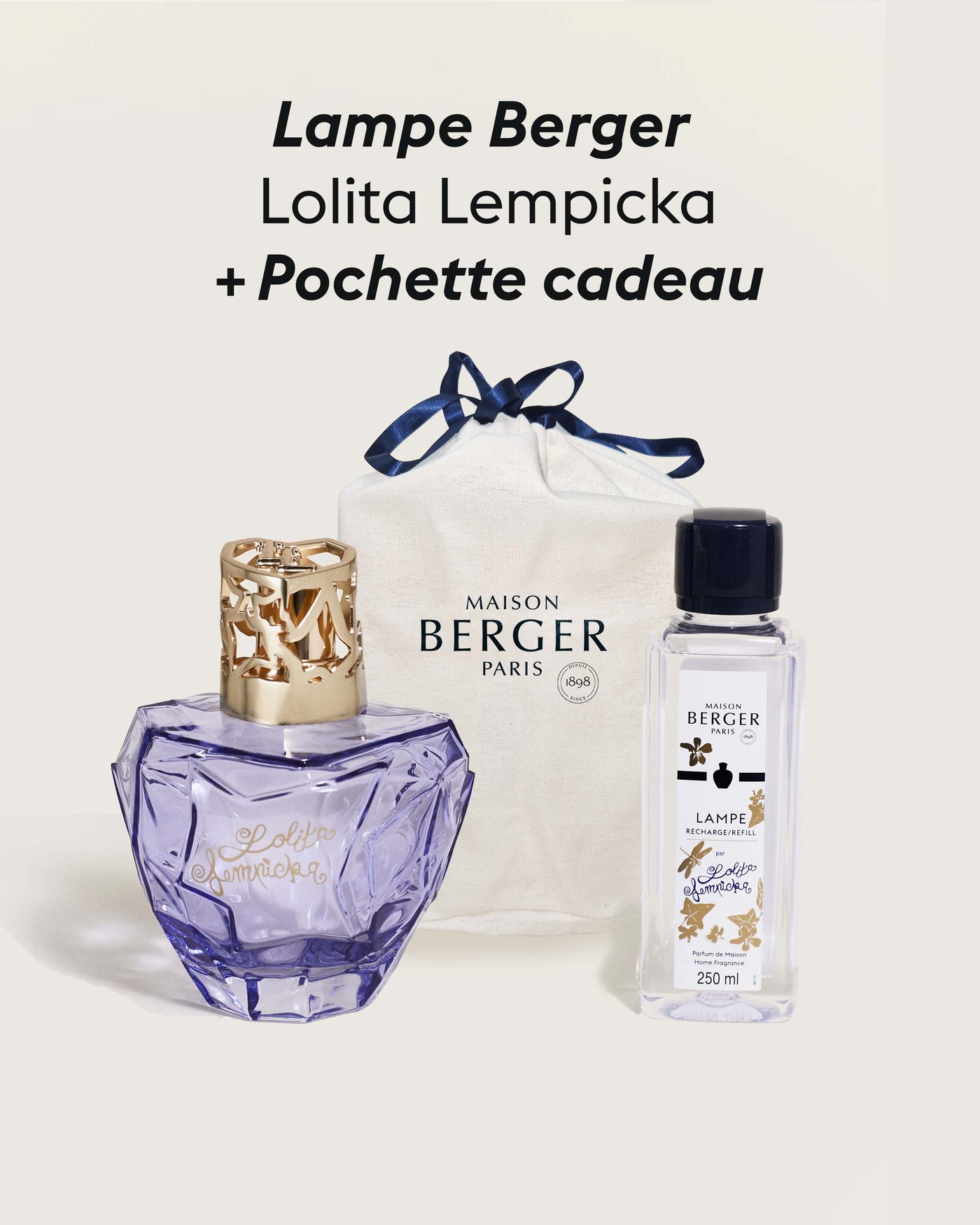 Coffret lampe Berger Lolita Lempicka Parme + Pochette Cadeau en tissu L