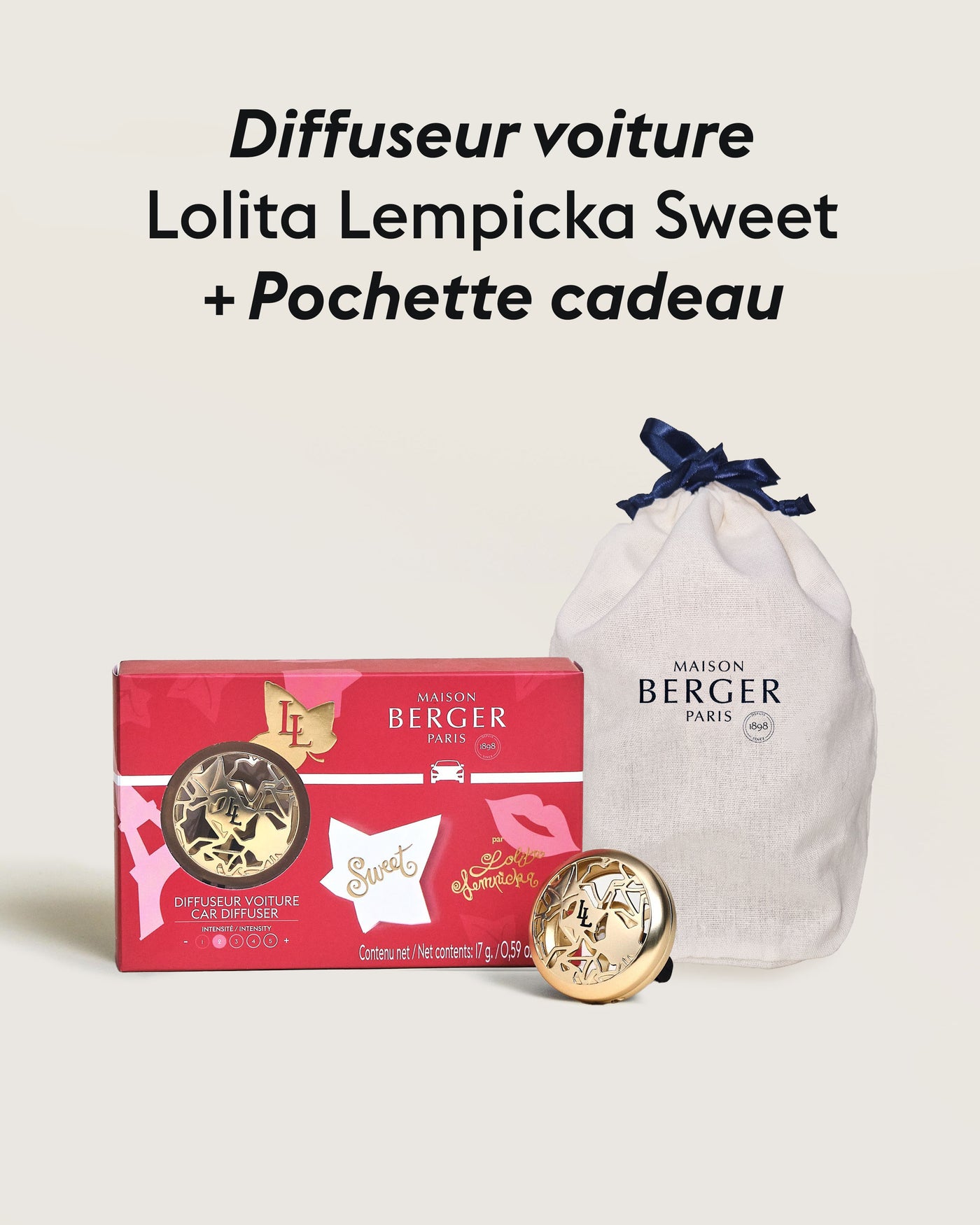 Diffuseur voiture Lolita Lempicka Sweet + Pochette Cadeau en tissu S