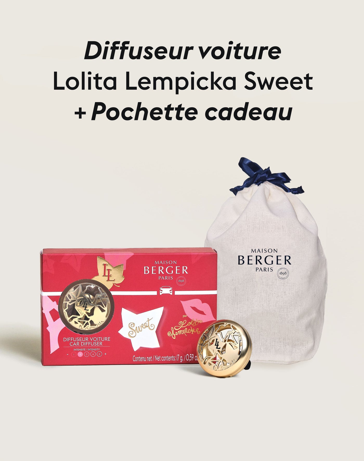 Diffuseur voiture Lolita Lempicka Sweet + Pochette Cadeau en tissu S