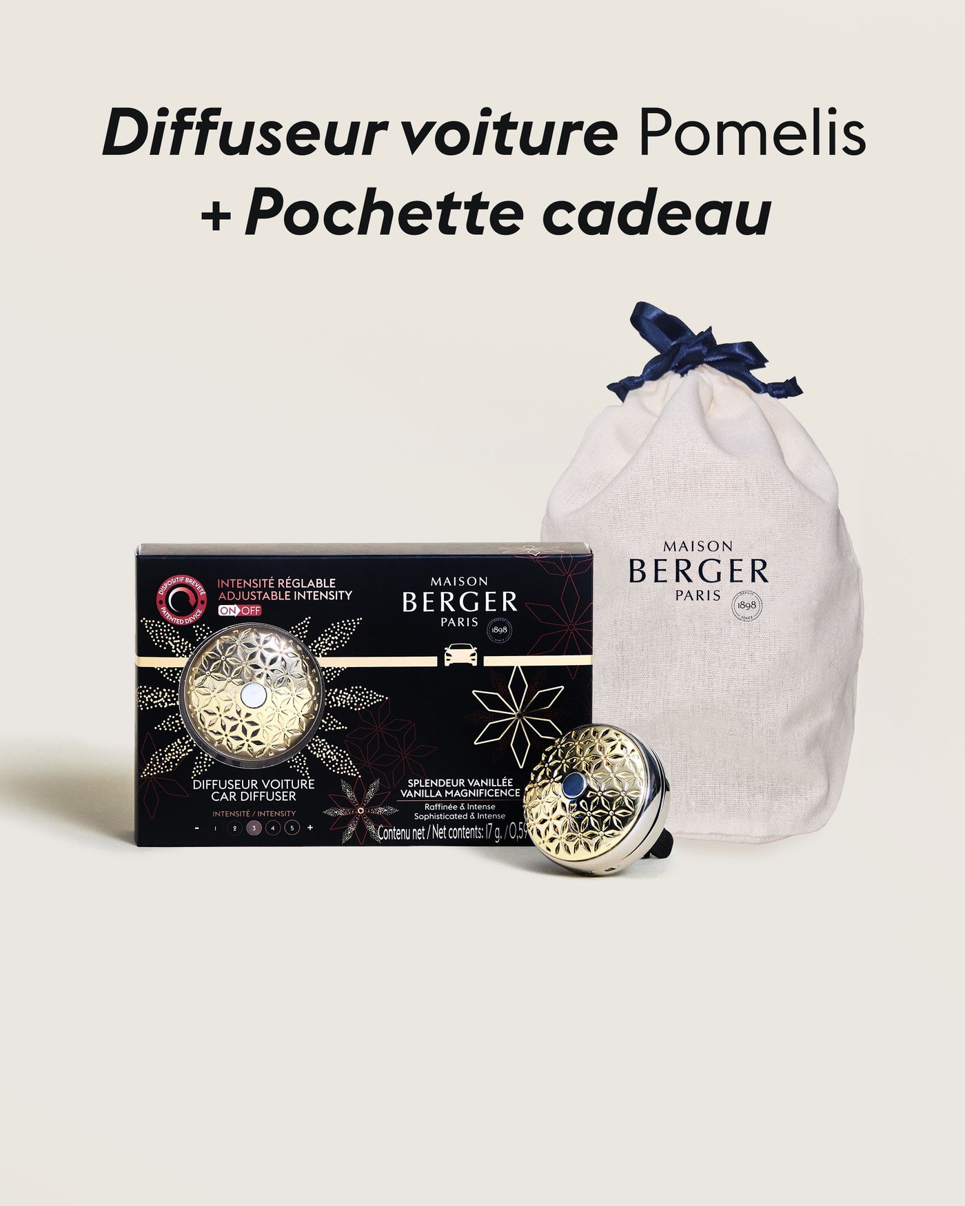 Diffuseur voiture modulable Pomelis + Pochette Cadeau en tissu S