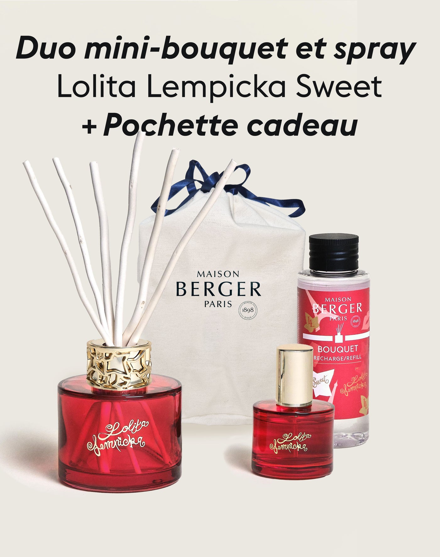 Duo mini bouquet & spray d’intérieur Lolita Lempicka Sweet + Pochette Cadeau en tissu M