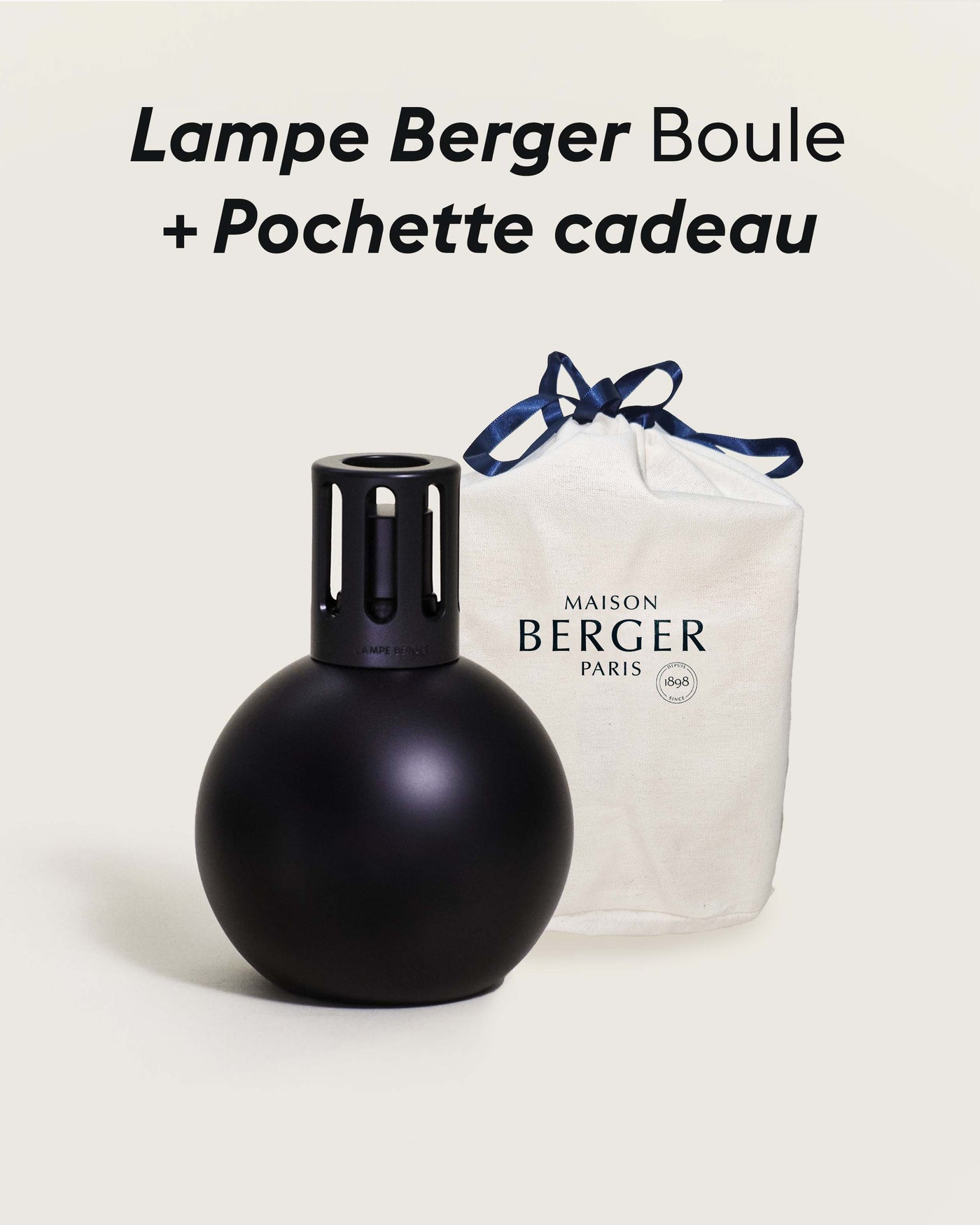 Lampe Berger Boule Noire + Pochette Cadeau en tissu L