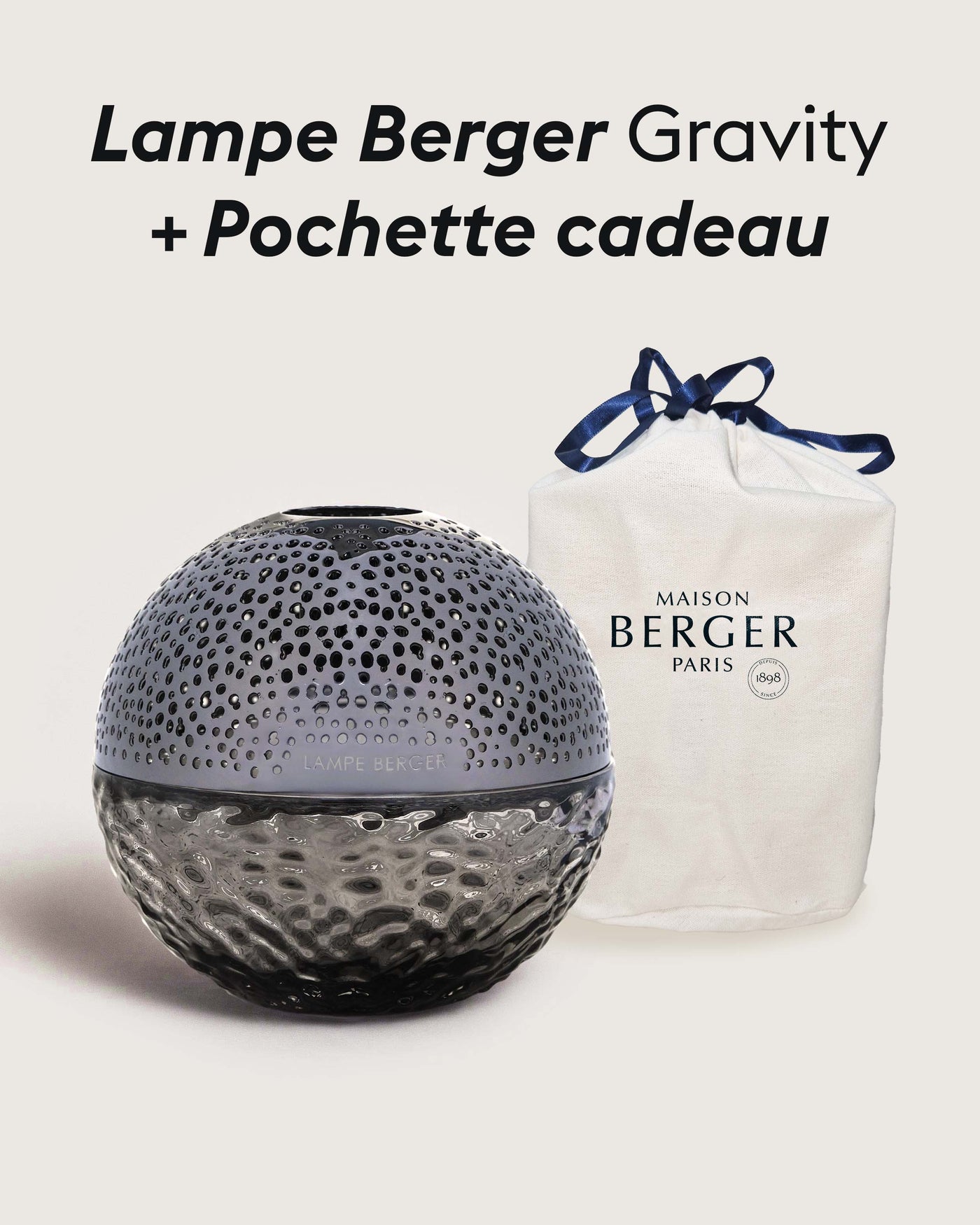 Lampe Berger Gravity Noire + Pochette Cadeau en tissu L