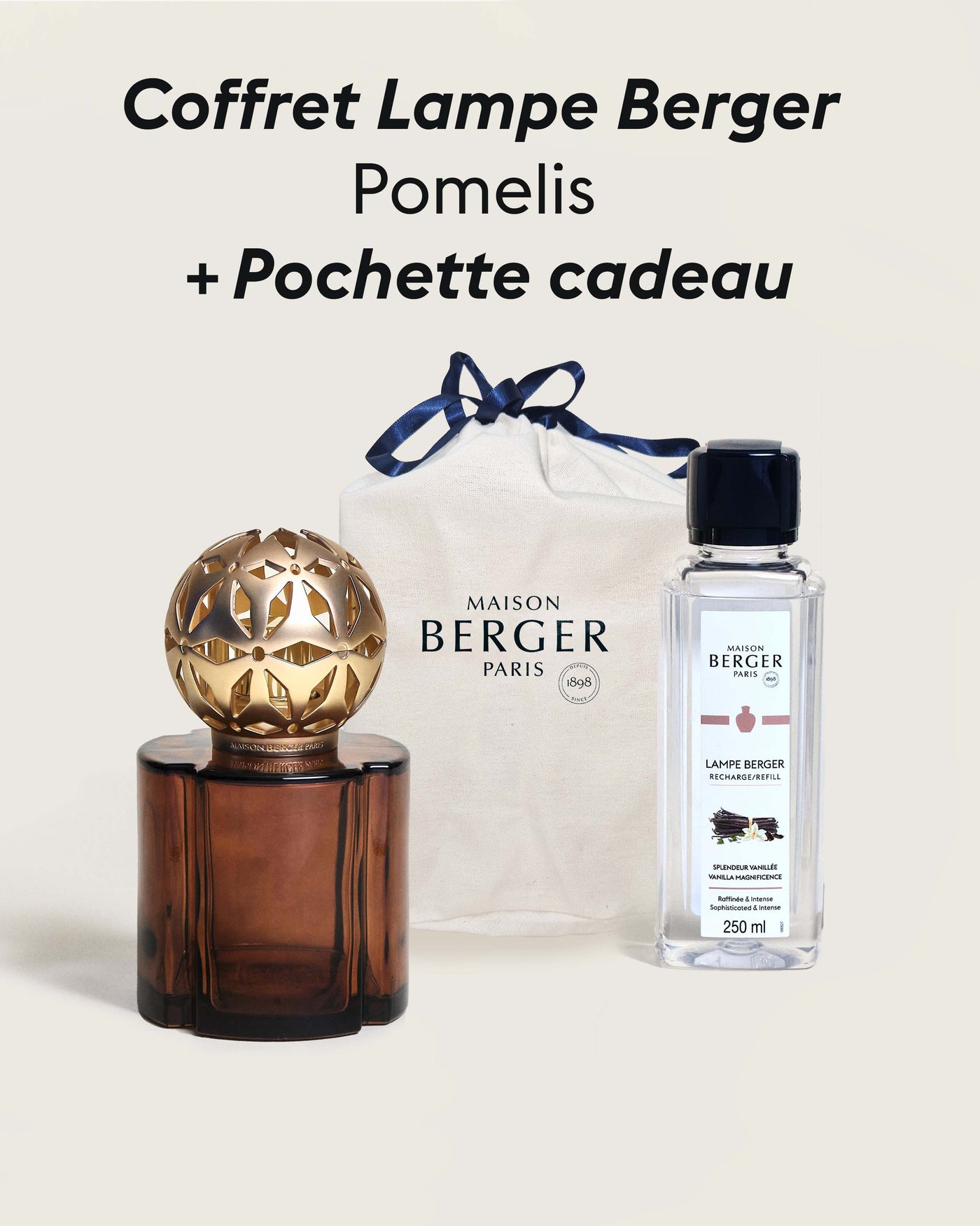 Coffret lampe Berger Pomelis Chocolat + Pochette Cadeau en tissu L