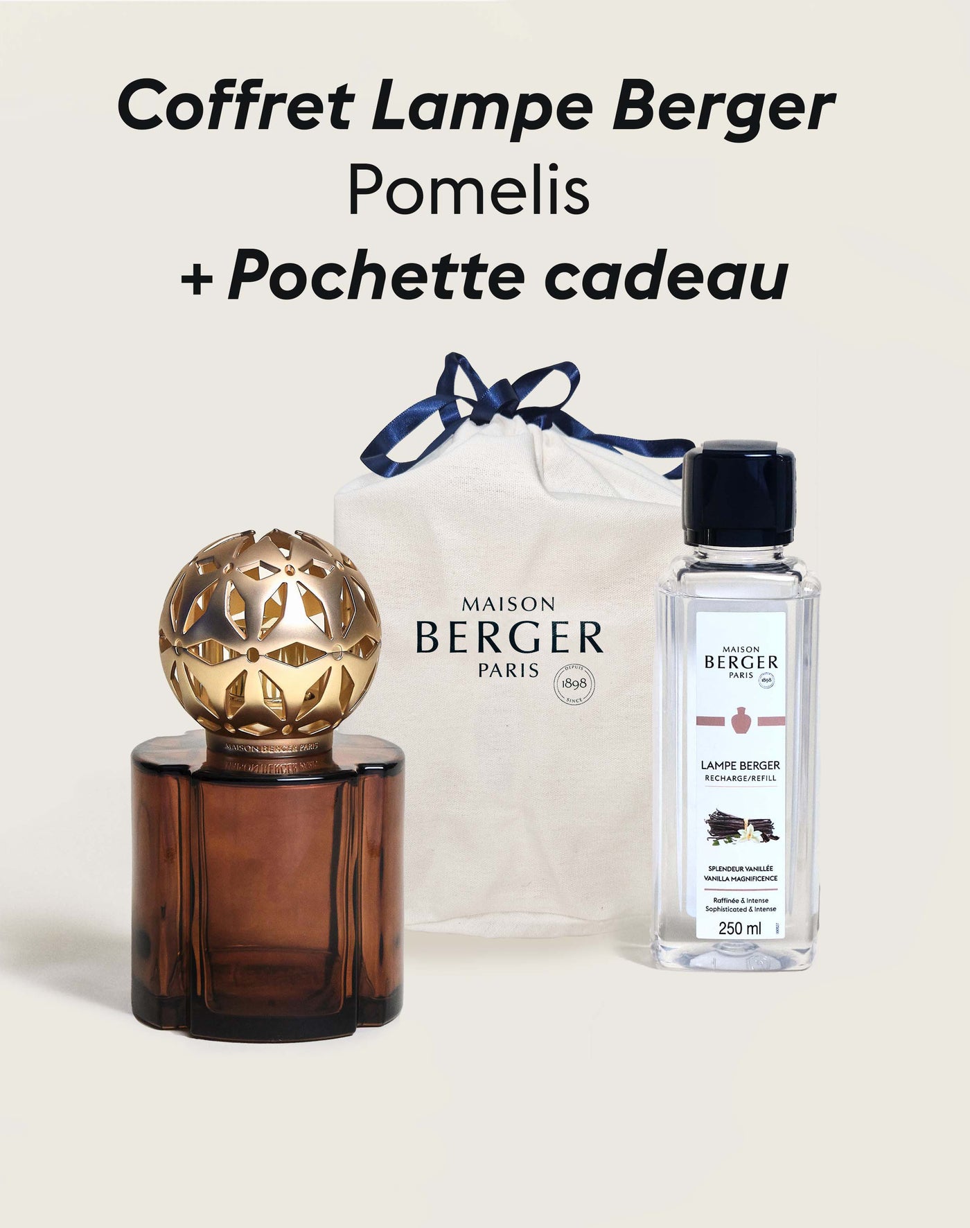 Coffret lampe Berger Pomelis Chocolat + Pochette Cadeau en tissu L