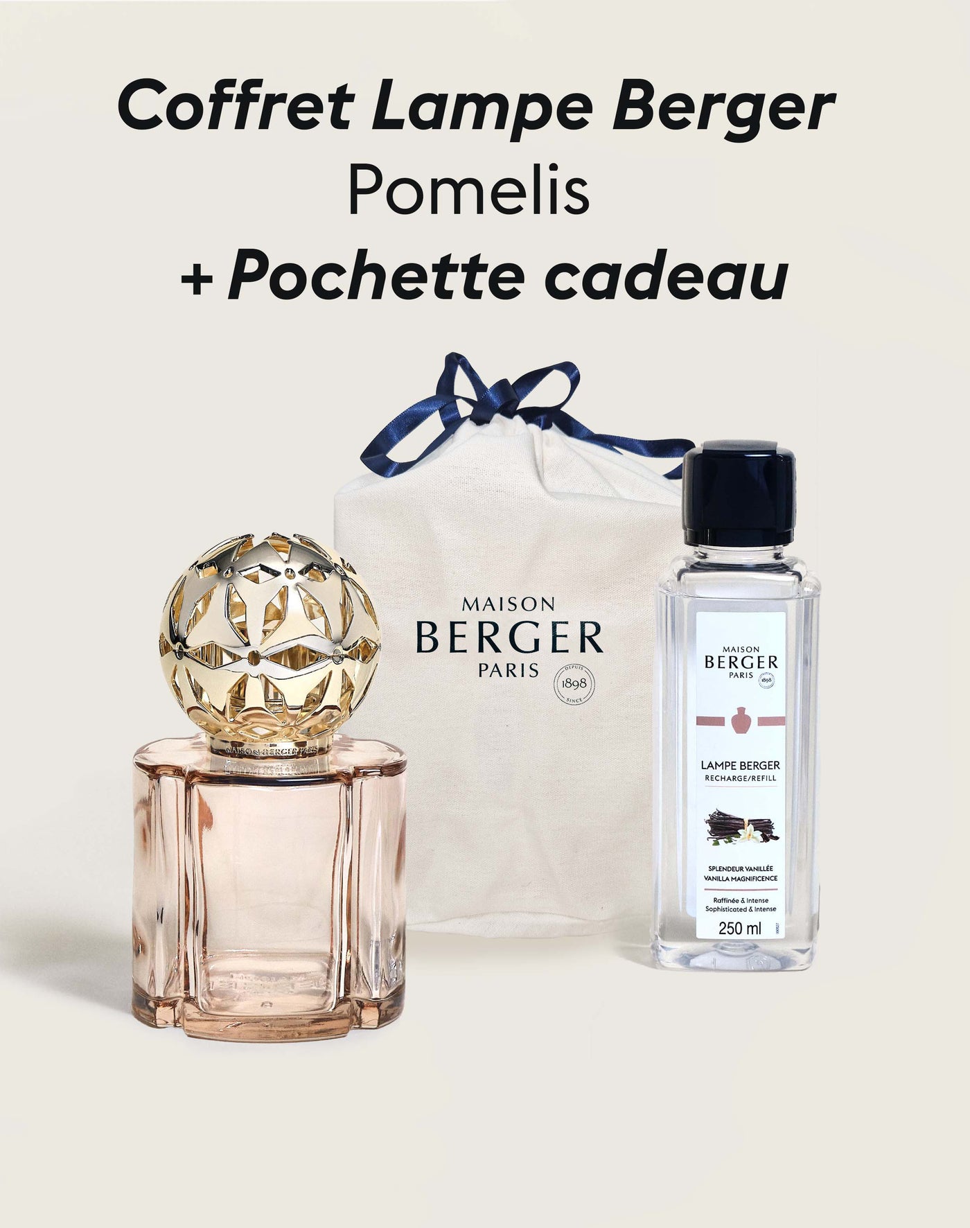 Coffret lampe Berger Pomelis Nude + Pochette Cadeau en tissu L