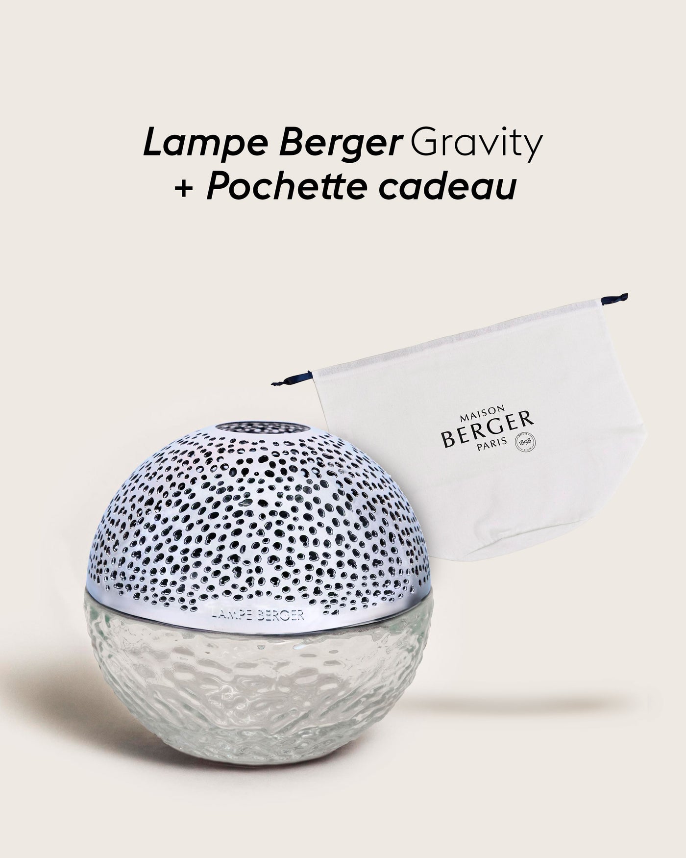 Lampe Berger Gravity Transparente + Pochette Cadeau en tissu L