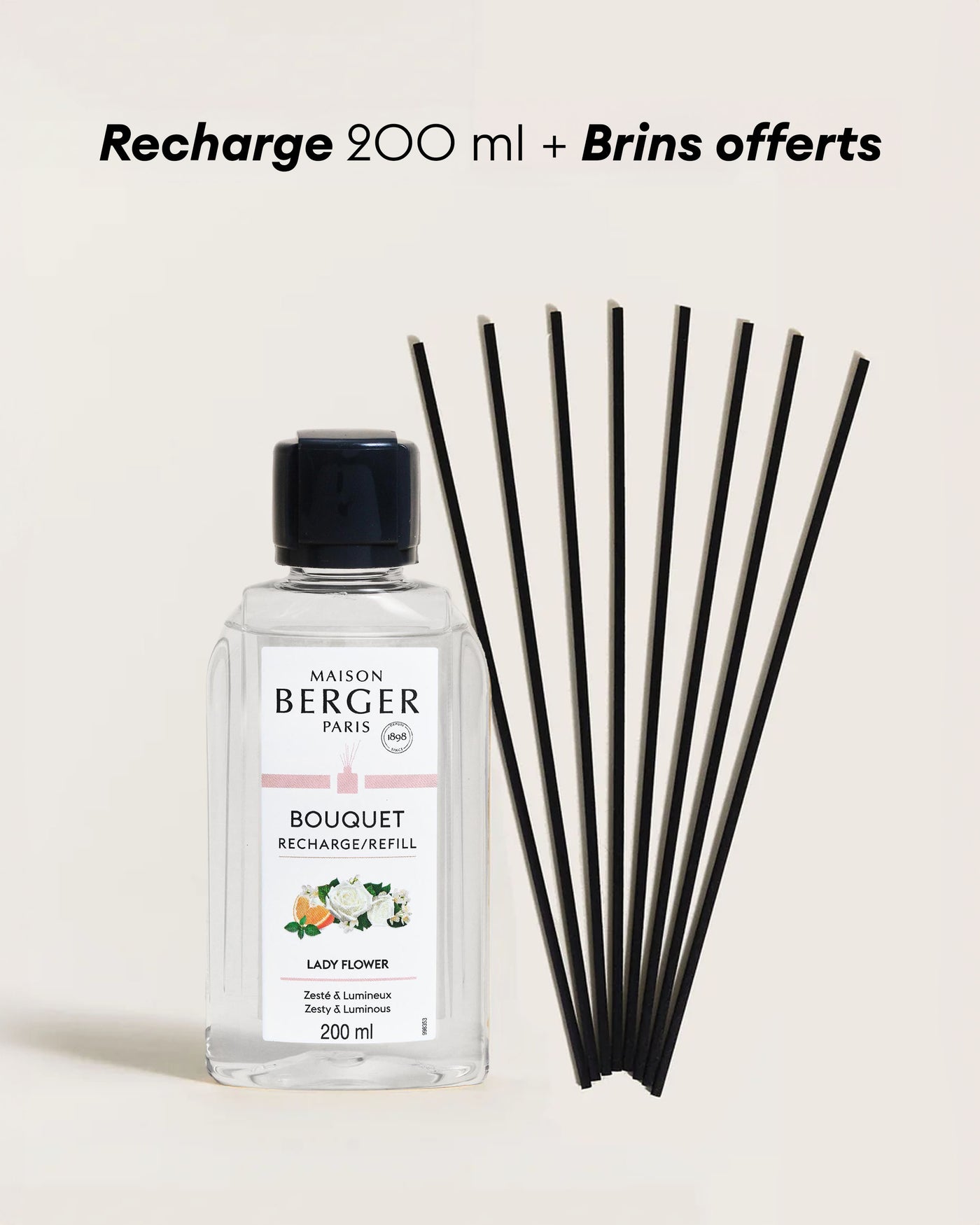 Recharge bouquet 200ml + Etui de 8 brins noirs 24cm