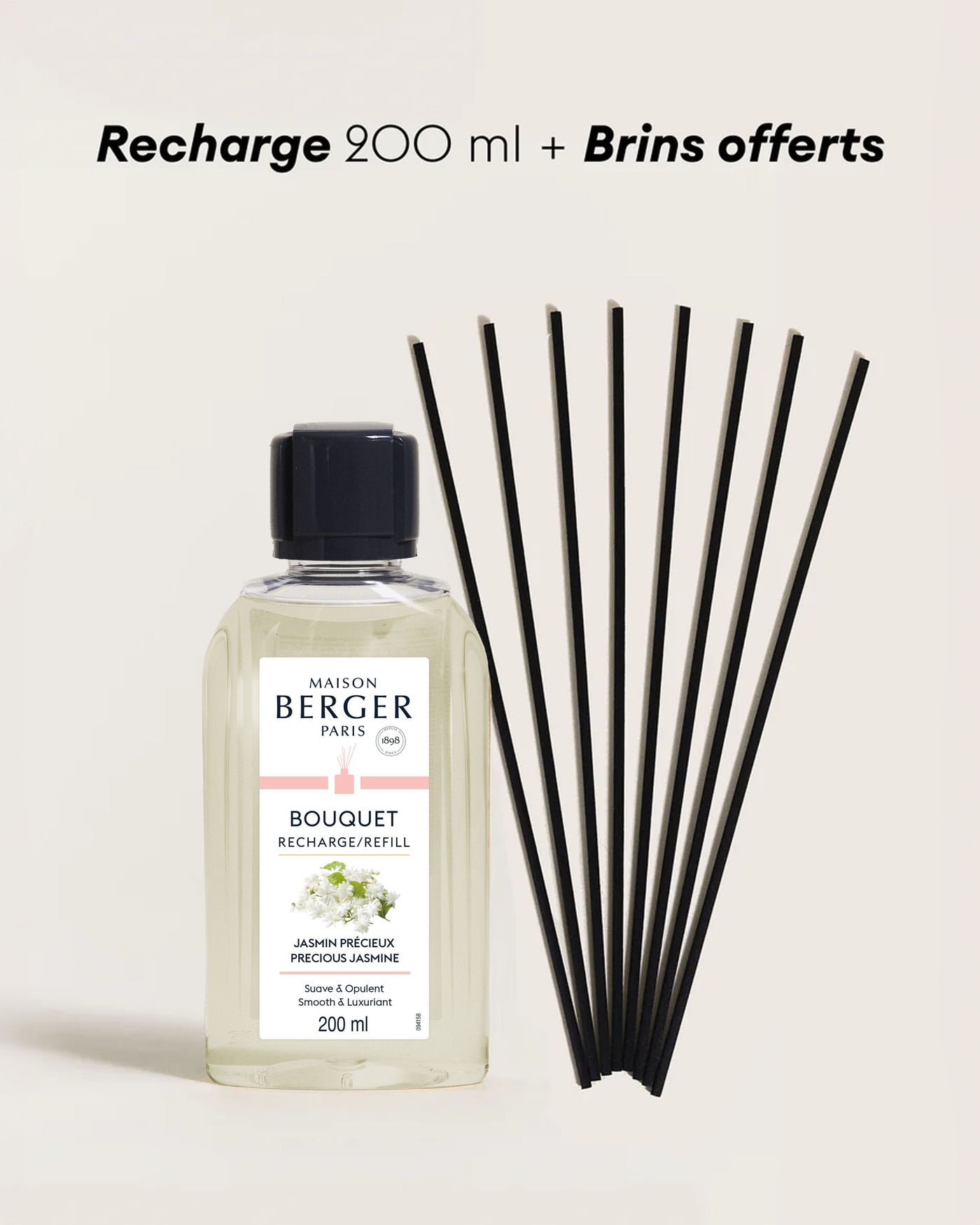 Recharge bouquet 200ml + Etui de 8 brins noirs 24cm