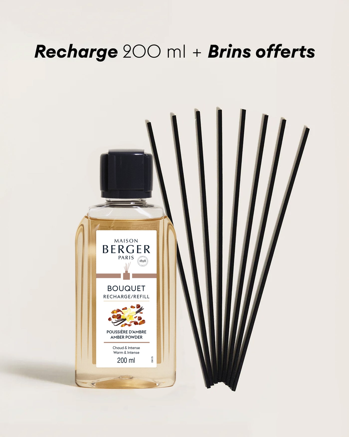 Recharge bouquet 200ml + Etui de 8 brins noirs 30cm