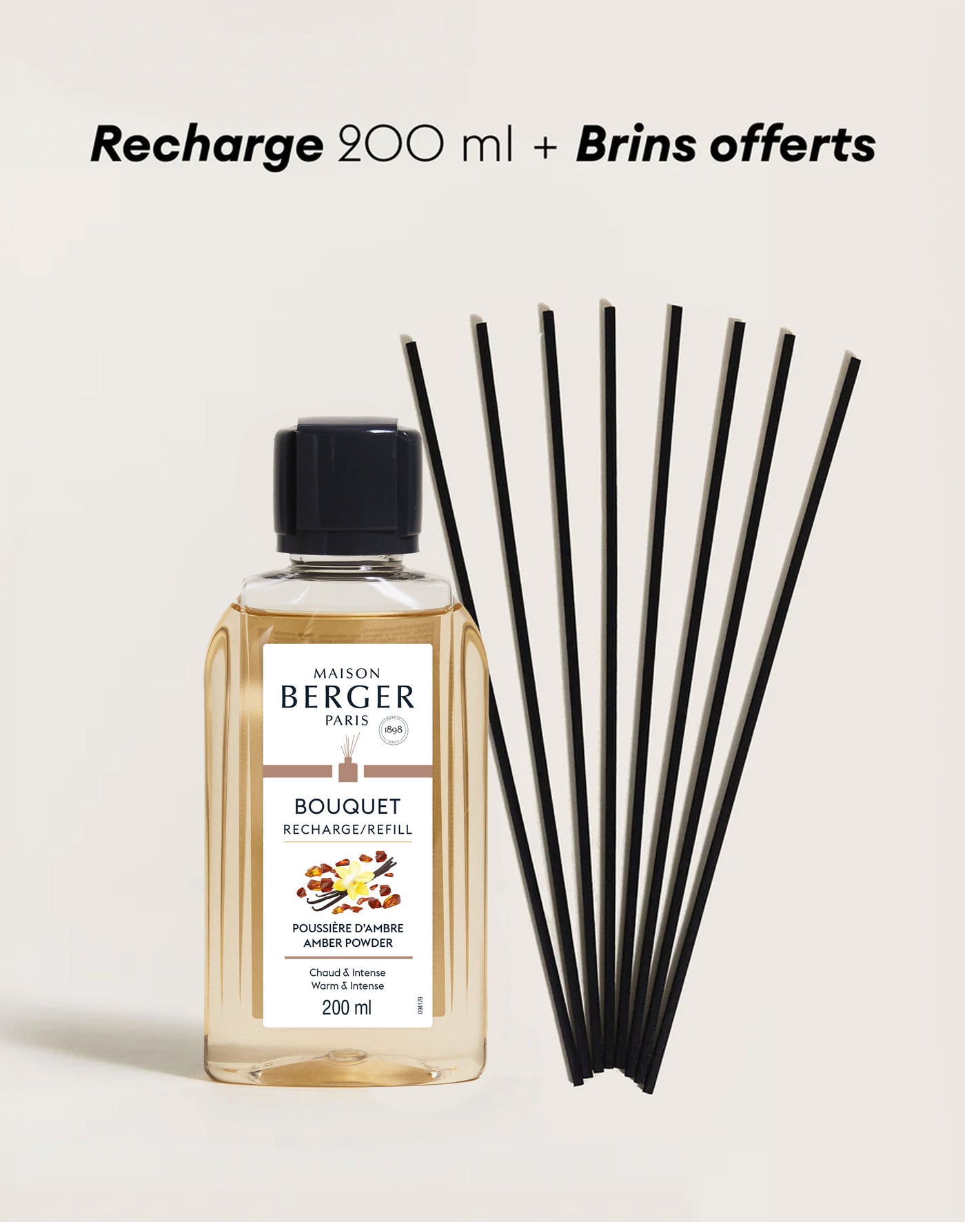 Recharge bouquet 200ml + Etui de 8 brins noirs 30cm