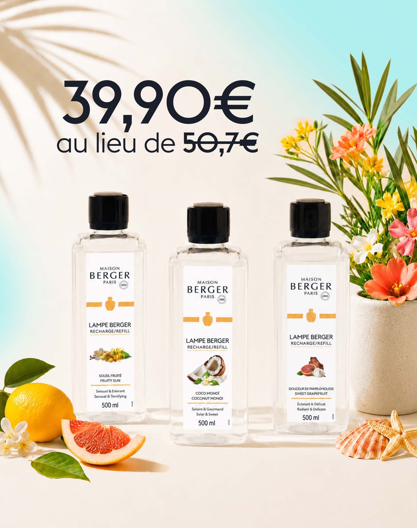 lot de 3 recharges lampe Berger 500ml