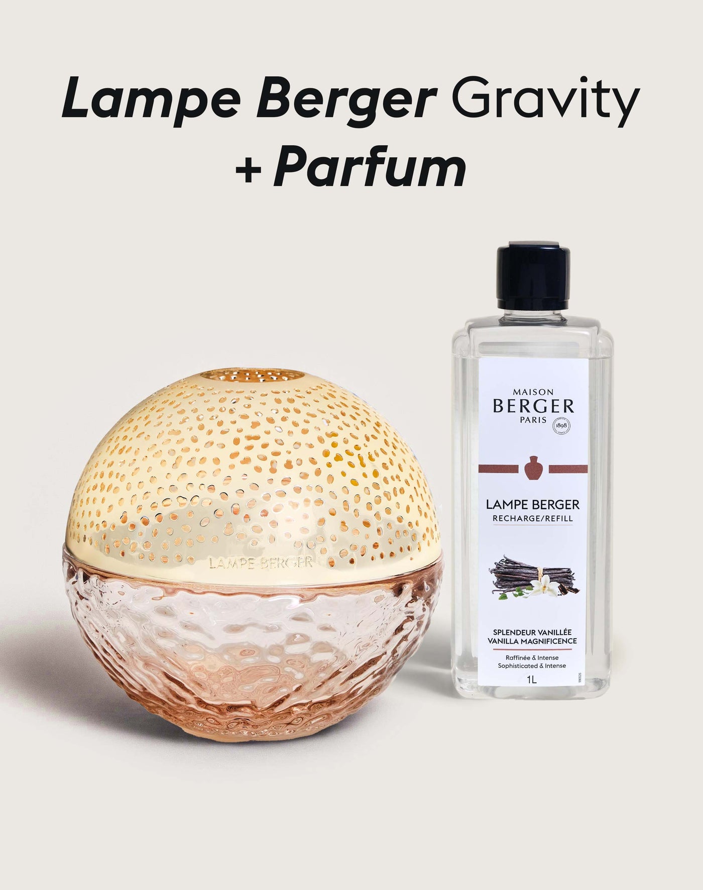 Lampe Berger Gravity Nude + Recharge Splendeur Vanillée 1 litre