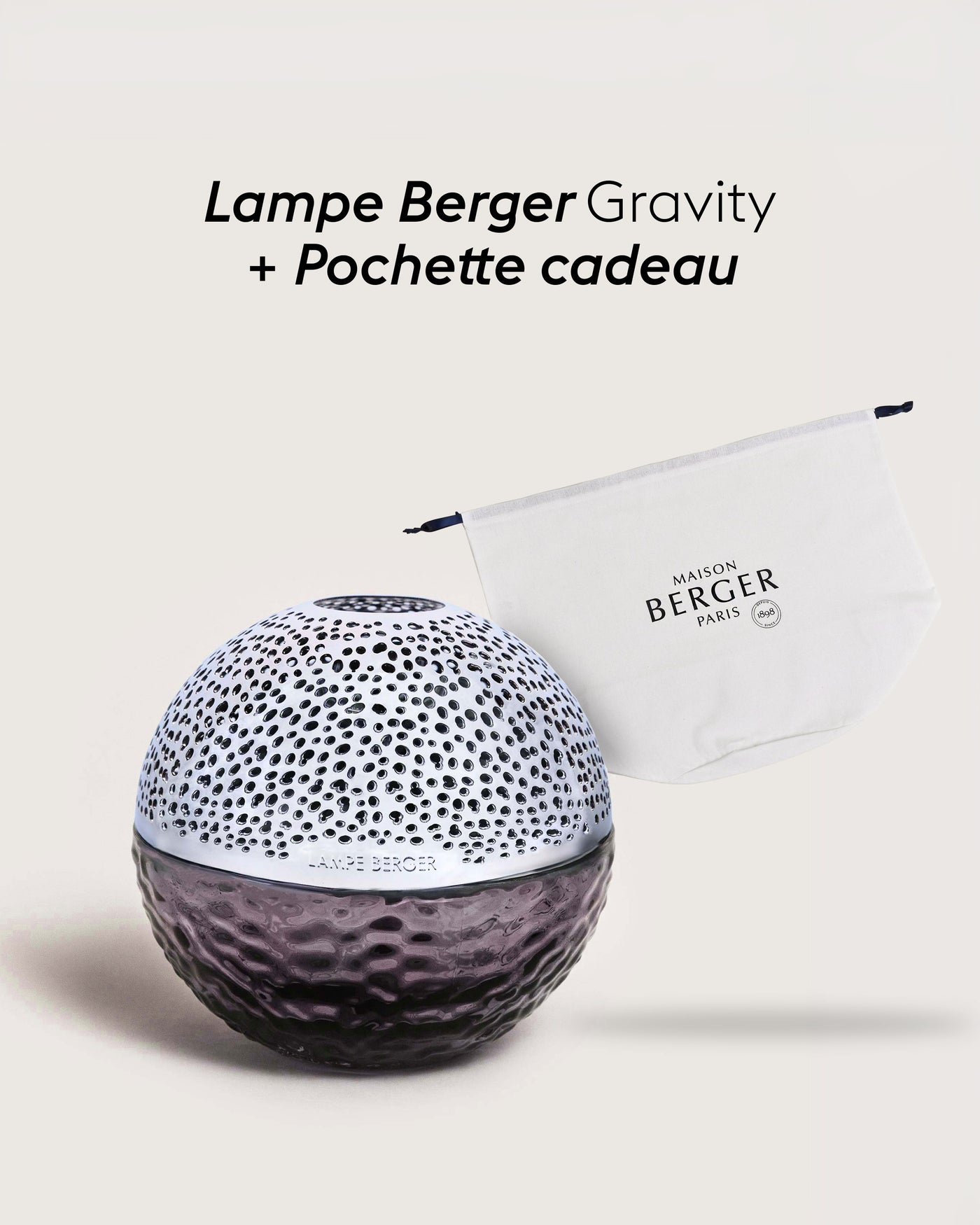 Lampe Berger Gravity Grise + Pochette Cadeau en tissu L