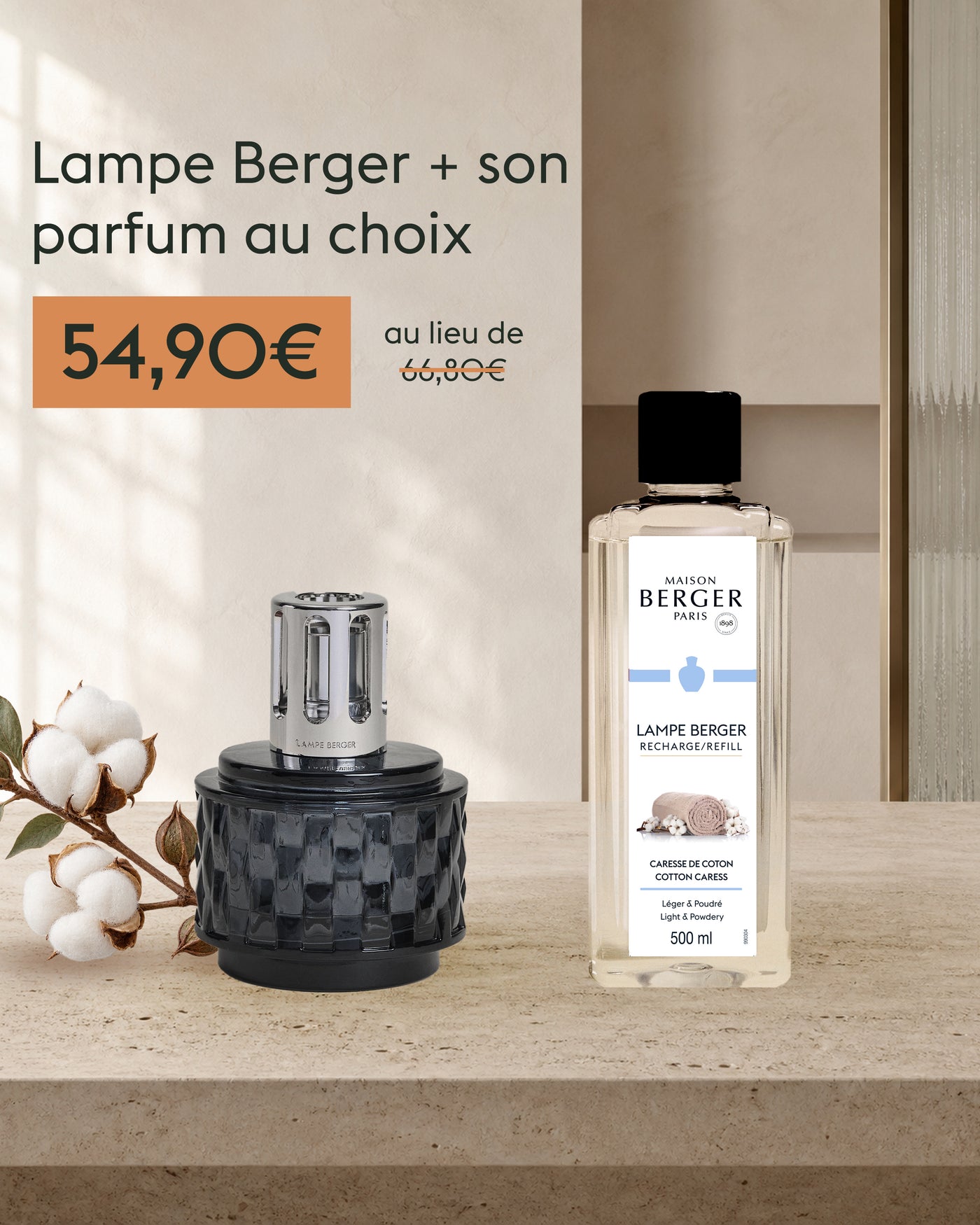 Lampe Variation + recharge Caresse de Coton 500ml