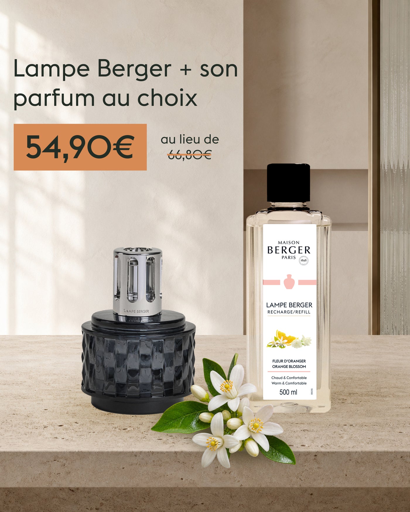Lampe Variation + recharge Fleur d'Oranger 500ml