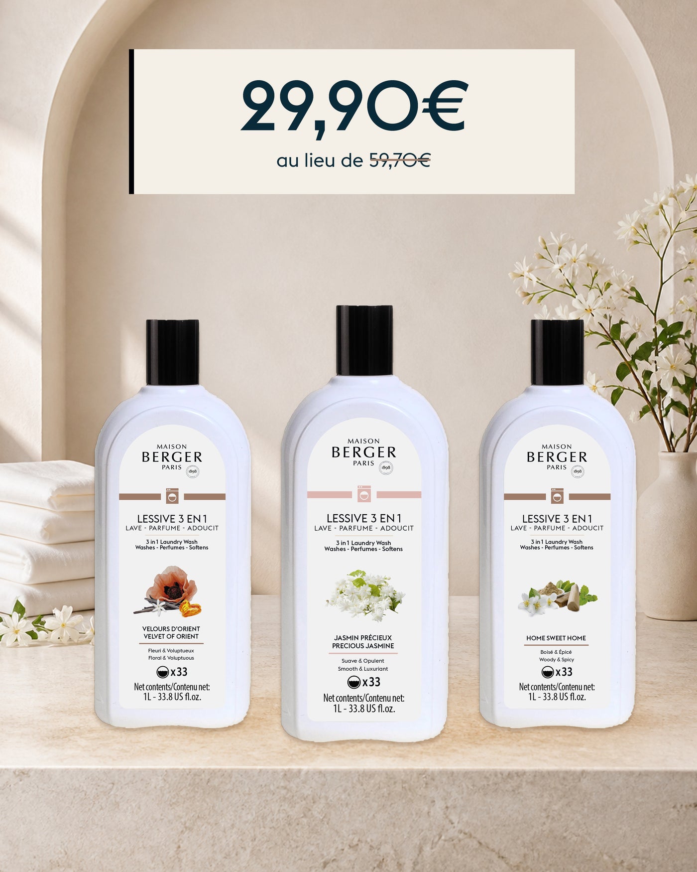 Trio lessive 3 en 1 1 litre