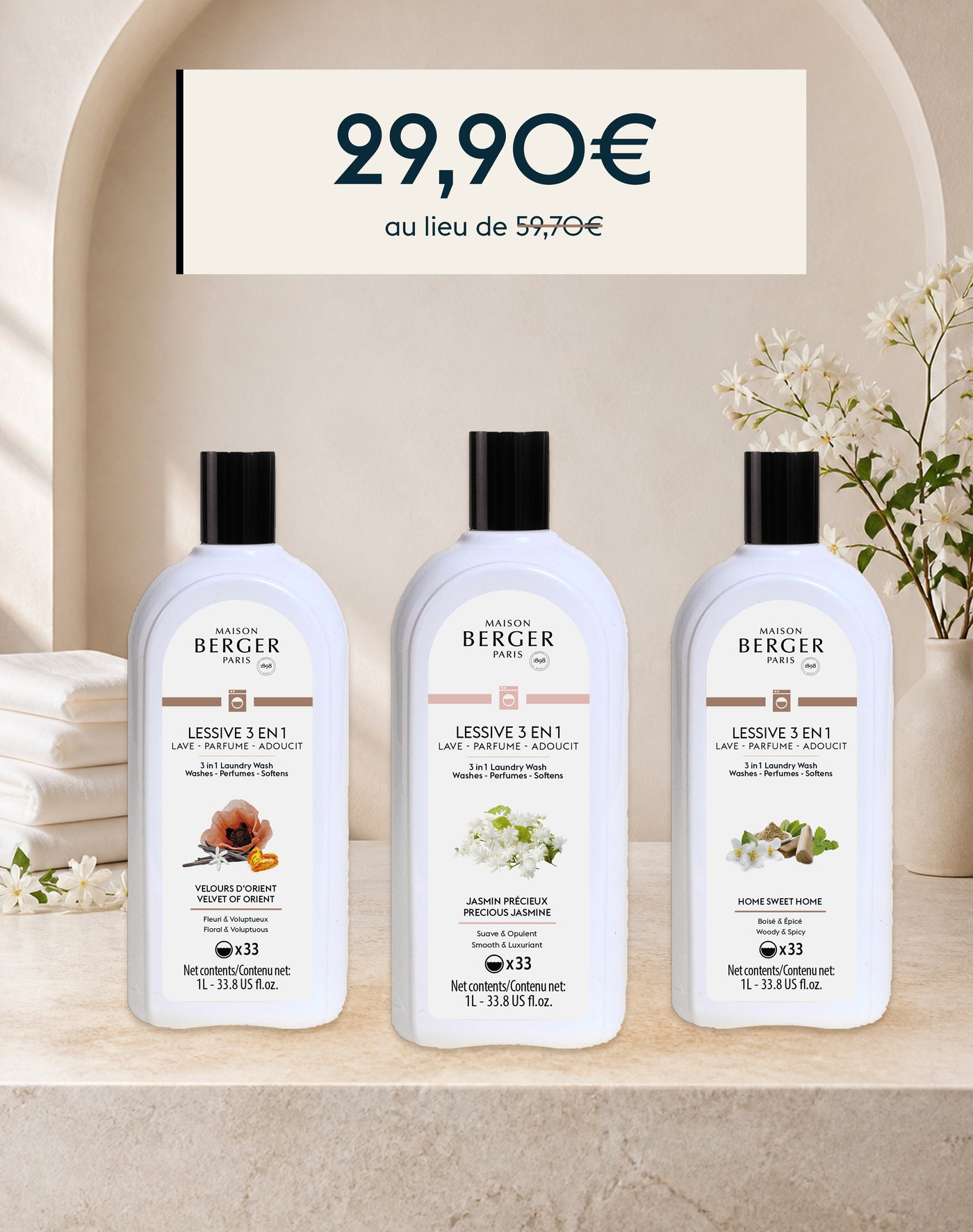 Trio lessive 3 en 1 1 litre