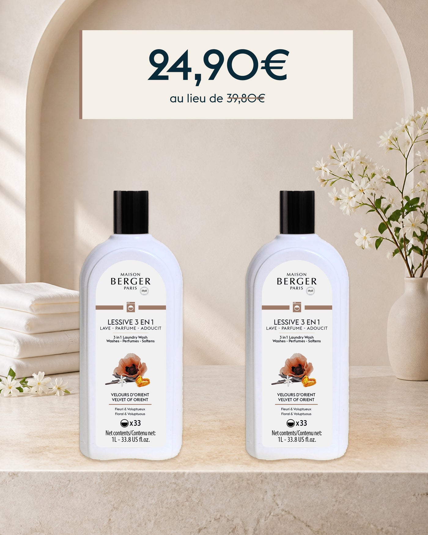 Duo lessive 3 en 1 Velours d'Orient 1 litre