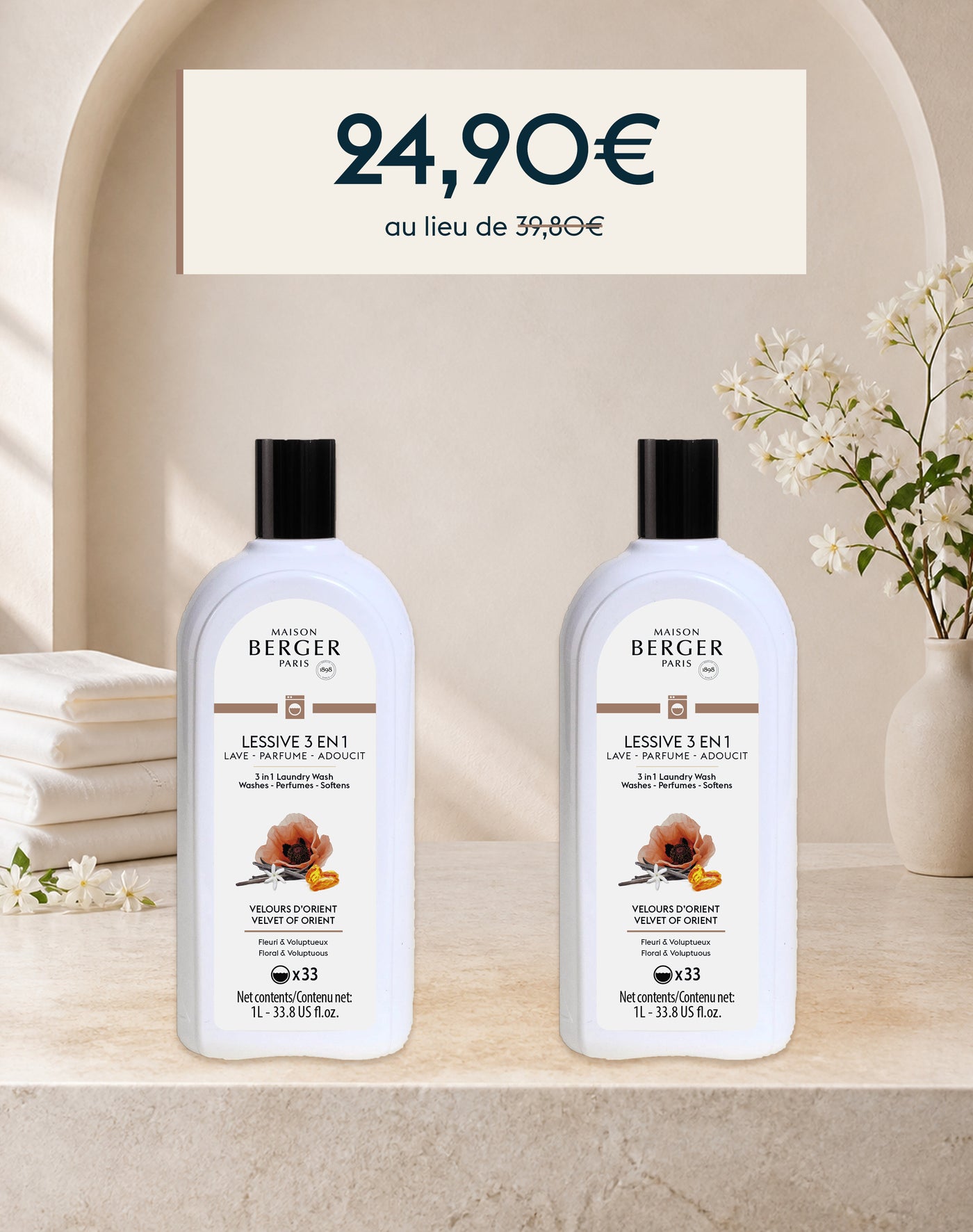 Duo lessive 3 en 1 Velours d'Orient 1 litre