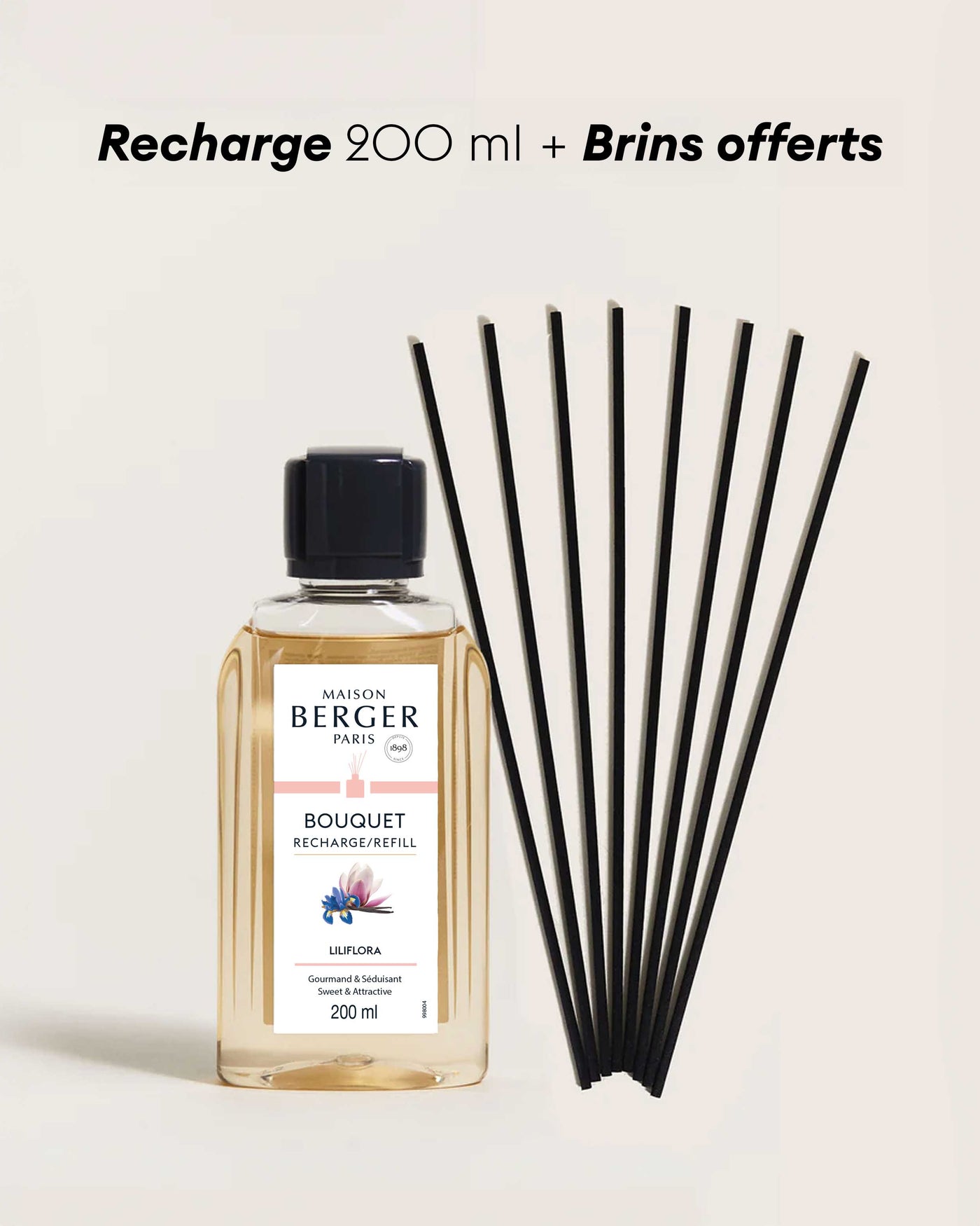 Recharge bouquet 200ml + Etui de 8 brins noirs 24cm