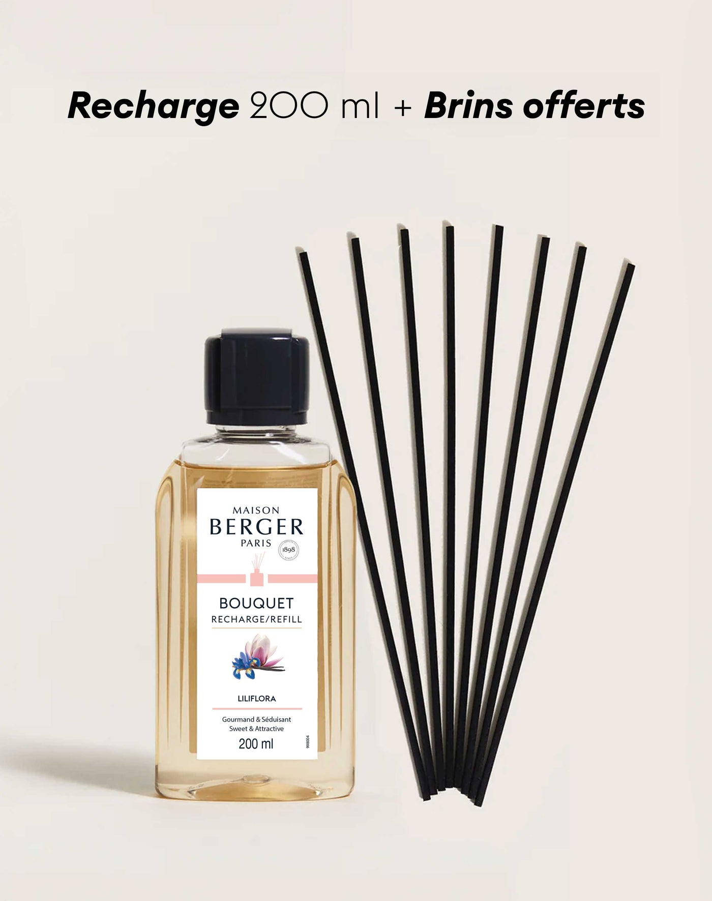 Recharge bouquet 200ml + Etui de 8 brins noirs 24cm