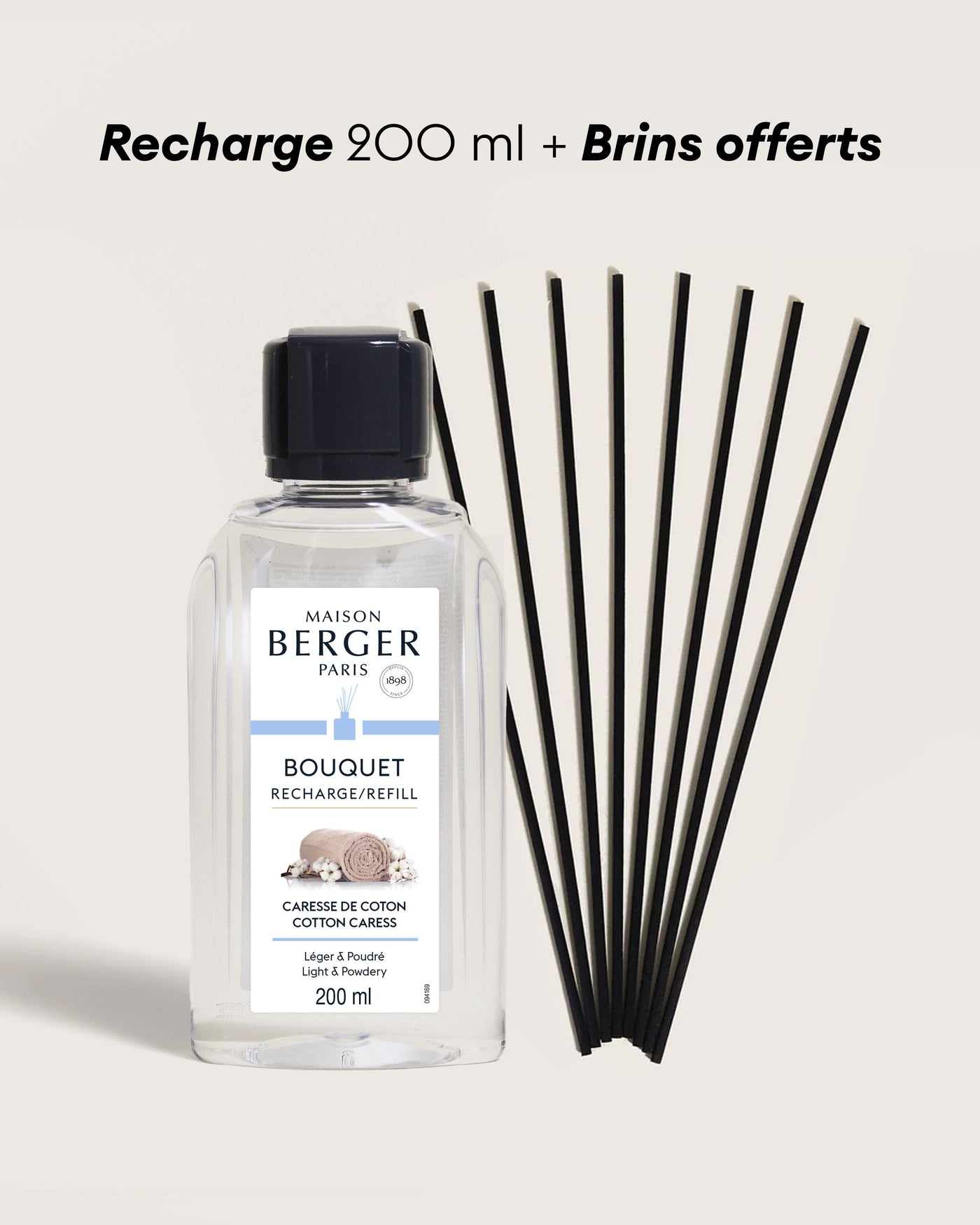 Recharge bouquet 200ml + Etui de 8 brins noirs 24cm