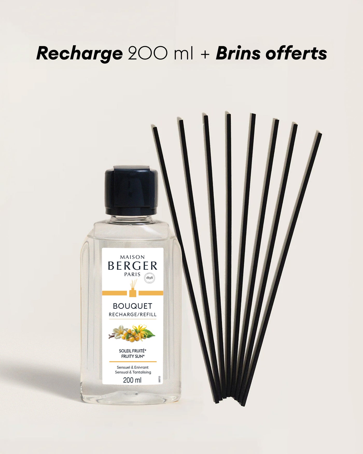 Recharge bouquet 200ml + Etui de 8 brins noirs 24cm
