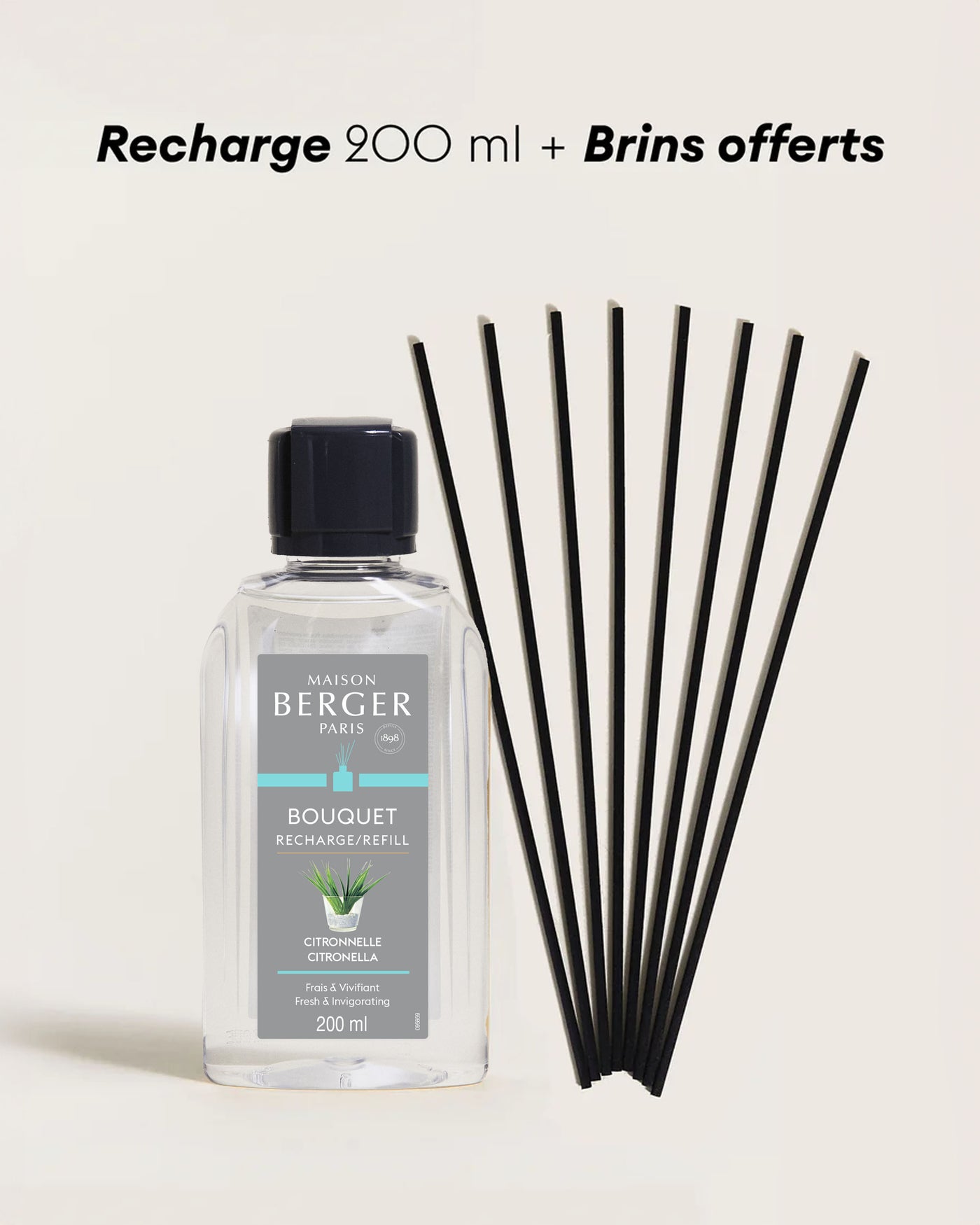 Recharge bouquet 200ml + Etui de 8 brins noirs 24cm