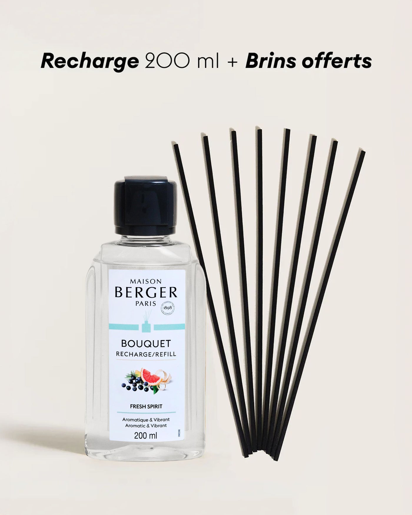 Recharge bouquet 200ml + Etui de 8 brins noirs 24cm