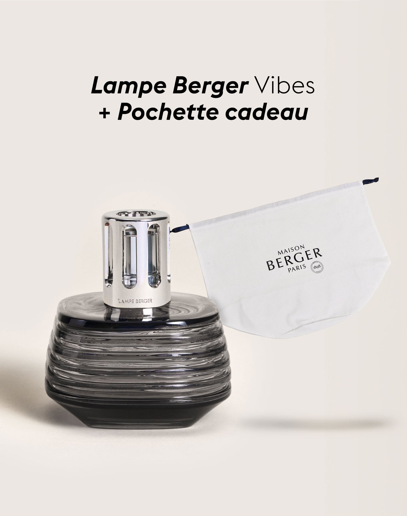 Lampe Berger Vibes Grise + Pochette Cadeau en tissu L